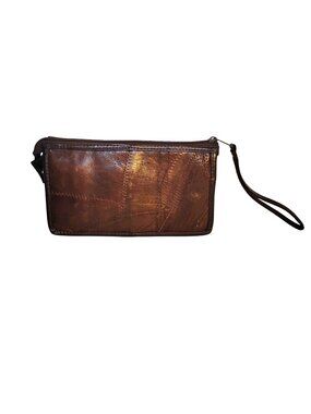 VTG  Brown Leather Patchwork Small Bag Large Wristlet